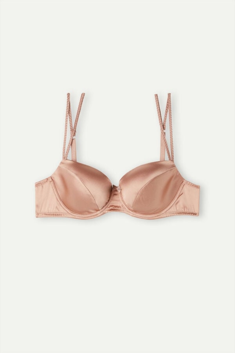 Intimissimi Sofia Balconette Bra In Silk Bež | SN-ITMSM57239