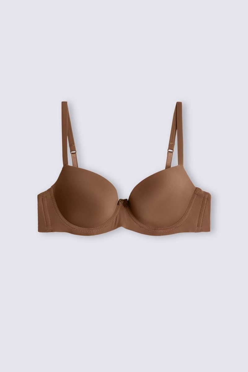 Intimissimi Sofia Microfiber Podstavljena Balconette Bra Bež | SN-ITMSM56425