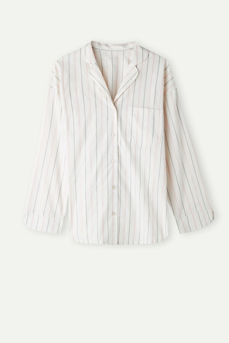 Intimissimi Soft Spring Long Sleeve Button-up Shirt Bijele | SN-ITMSM58249