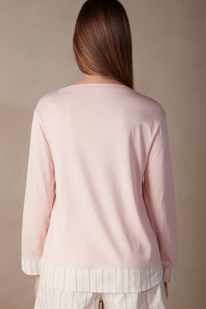 Intimissimi Soft Spring Long Sleeve Cotton Top Roze | SN-ITMSM58250