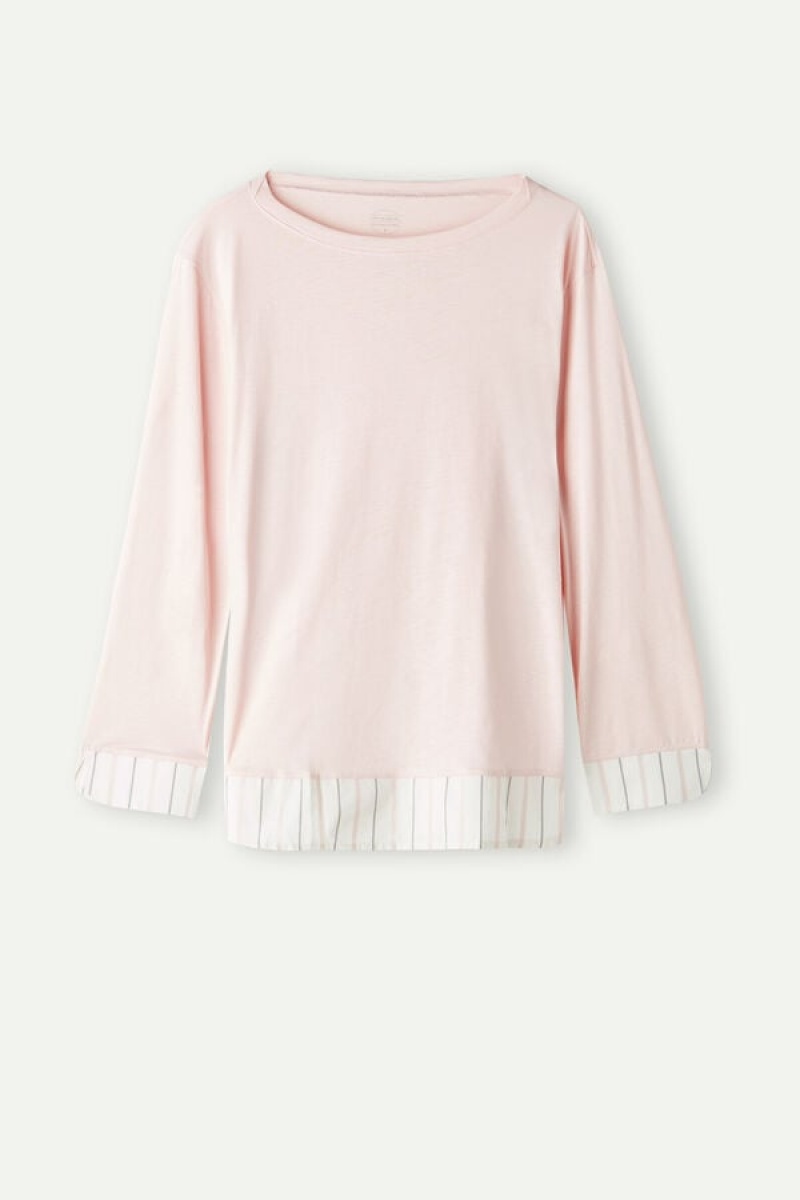 Intimissimi Soft Spring Long Sleeve Cotton Top Roze | SN-ITMSM58250