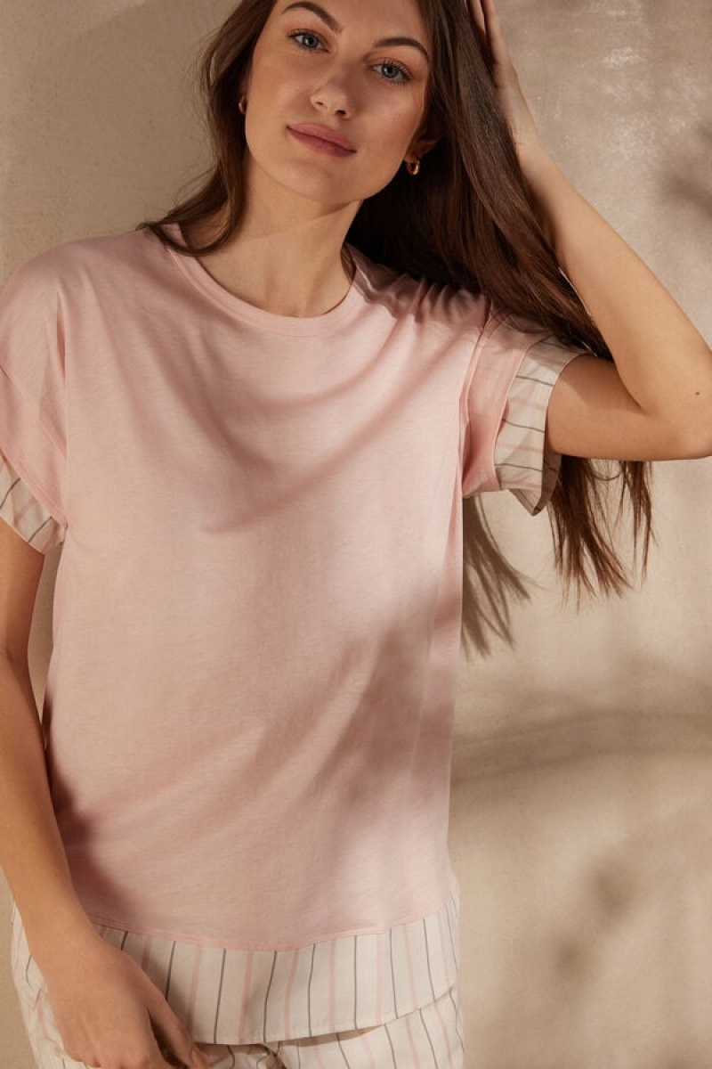 Intimissimi Soft Spring Short Sleeve Cotton T-shirt Roze | SN-ITMSM58341