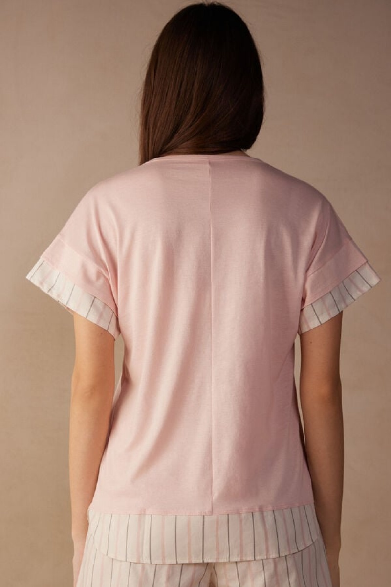 Intimissimi Soft Spring Short Sleeve Cotton T-shirt Roze | SN-ITMSM58341