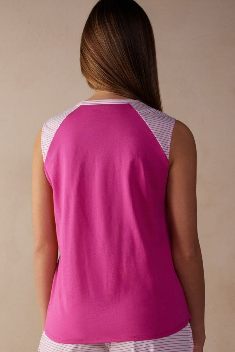 Intimissimi Strawberry Milkshake Tank Top In Supima® Ultrafresh Cotton Roze | SN-ITMSM58344