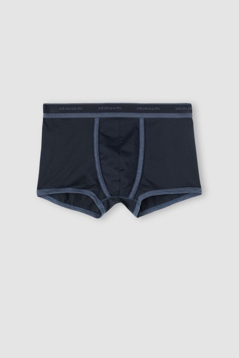 Intimissimi Stretch Supima® Cotton Boxer Shorts With Logo Detail Plave | SN-ITMSM58472