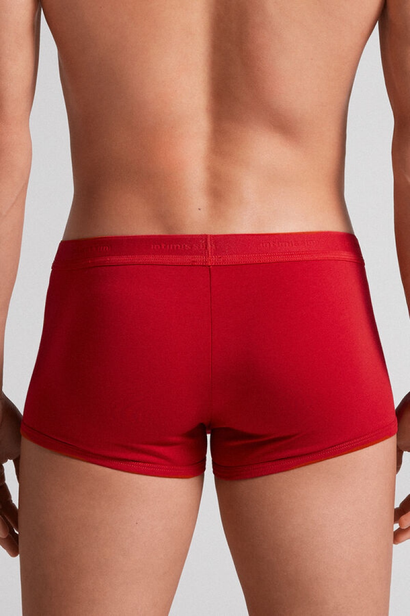 Intimissimi Stretch Supima® Cotton Boxer Shorts With Logo Detail Crvene | SN-ITMSM58484