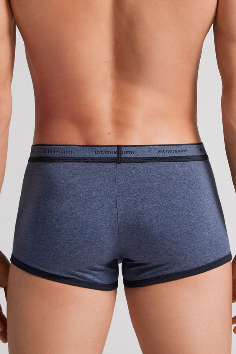 Intimissimi Stretch Supima® Cotton Boxer Shorts With Logo Detail Plave | SN-ITMSM58486