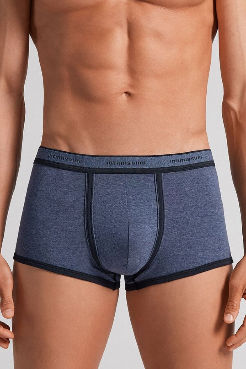 Intimissimi Stretch Supima® Cotton Boxer Shorts With Logo Detail Plave | SN-ITMSM58486