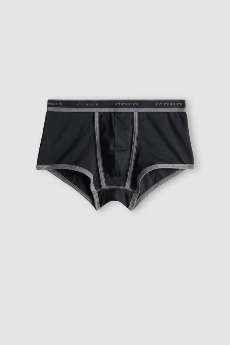 Intimissimi Stretch Supima® Cotton Boxer Shorts With Logo Detail Crne | SN-ITMSM58487