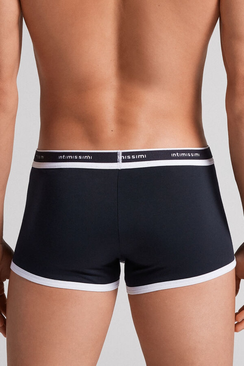 Intimissimi Stretch Supima® Cotton Boxer Shorts With Logo Detail Plave | SN-ITMSM58488