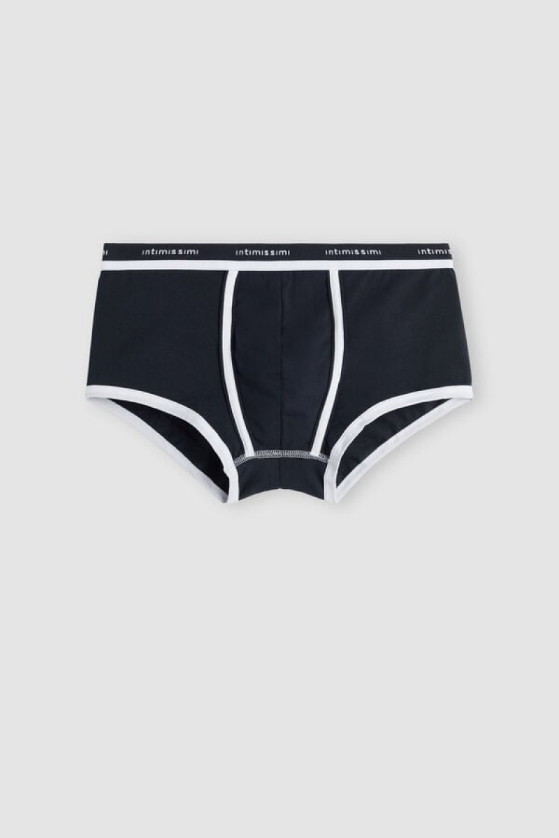 Intimissimi Stretch Supima® Cotton Boxer Shorts With Logo Detail Plave | SN-ITMSM58488