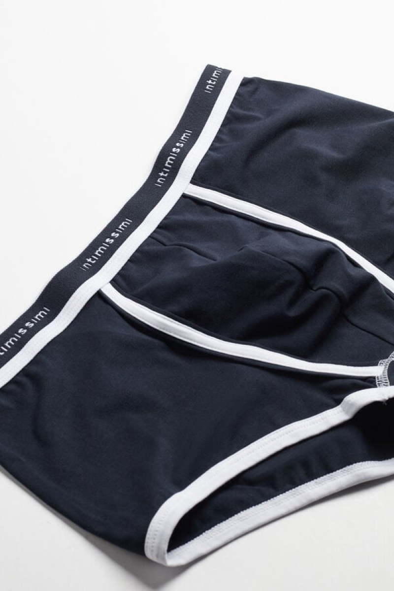 Intimissimi Stretch Supima® Cotton Boxer Shorts With Logo Detail Plave | SN-ITMSM58488