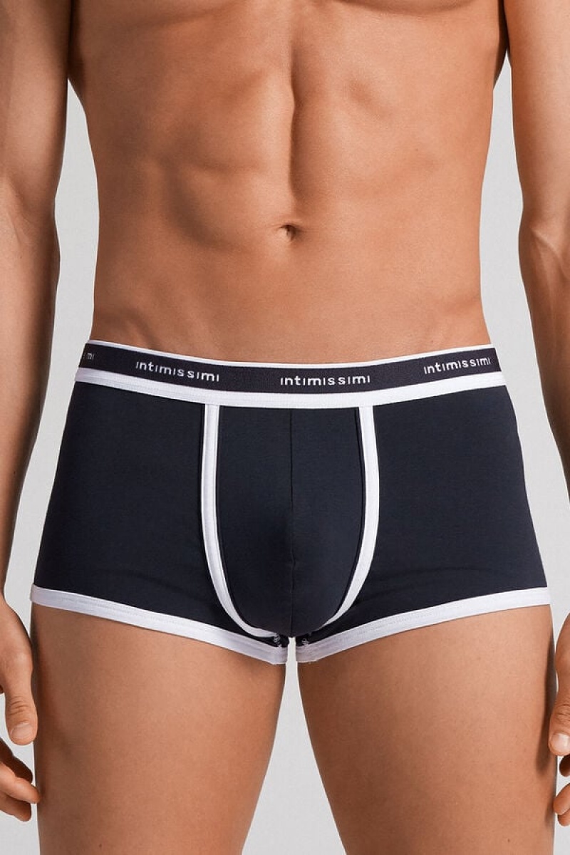 Intimissimi Stretch Supima® Cotton Boxer Shorts With Logo Detail Plave | SN-ITMSM58488