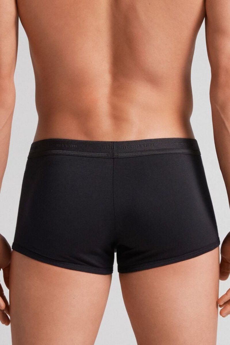 Intimissimi Stretch Supima® Cotton Boxer Shorts With Logo Detail Crne | SN-ITMSM58496