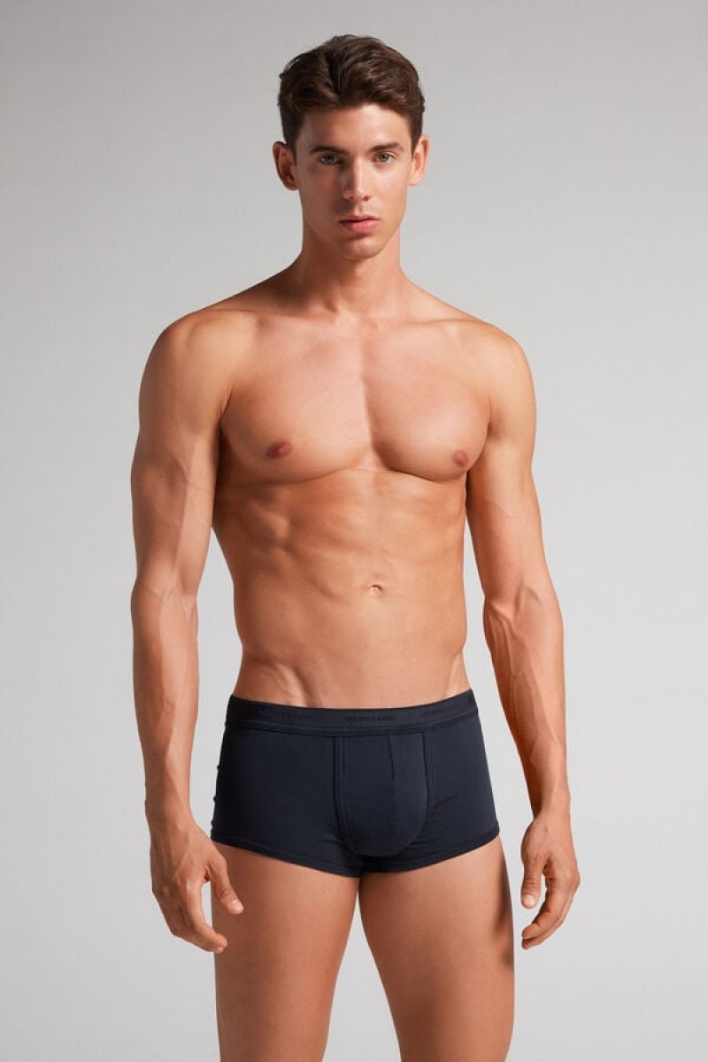 Intimissimi Stretch Supima® Cotton Boxer Shorts With Logo Detail Plave | SN-ITMSM58497