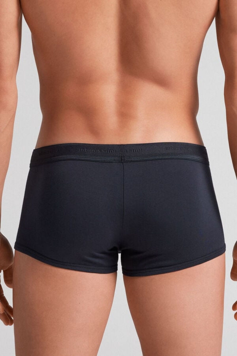 Intimissimi Stretch Supima® Cotton Boxer Shorts With Logo Detail Plave | SN-ITMSM58497