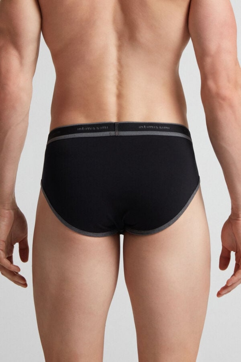 Intimissimi Stretch Supima® Cotton Brief With Logo Detail Crne | SN-ITMSM58551