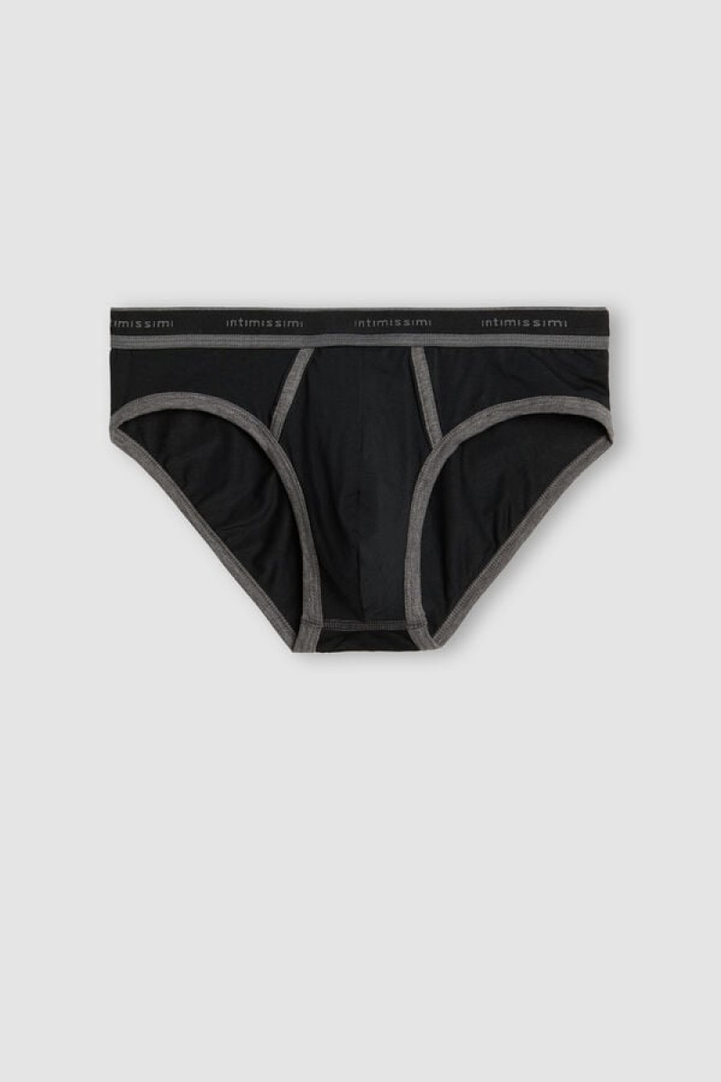 Intimissimi Stretch Supima® Cotton Brief With Logo Detail Crne | SN-ITMSM58551