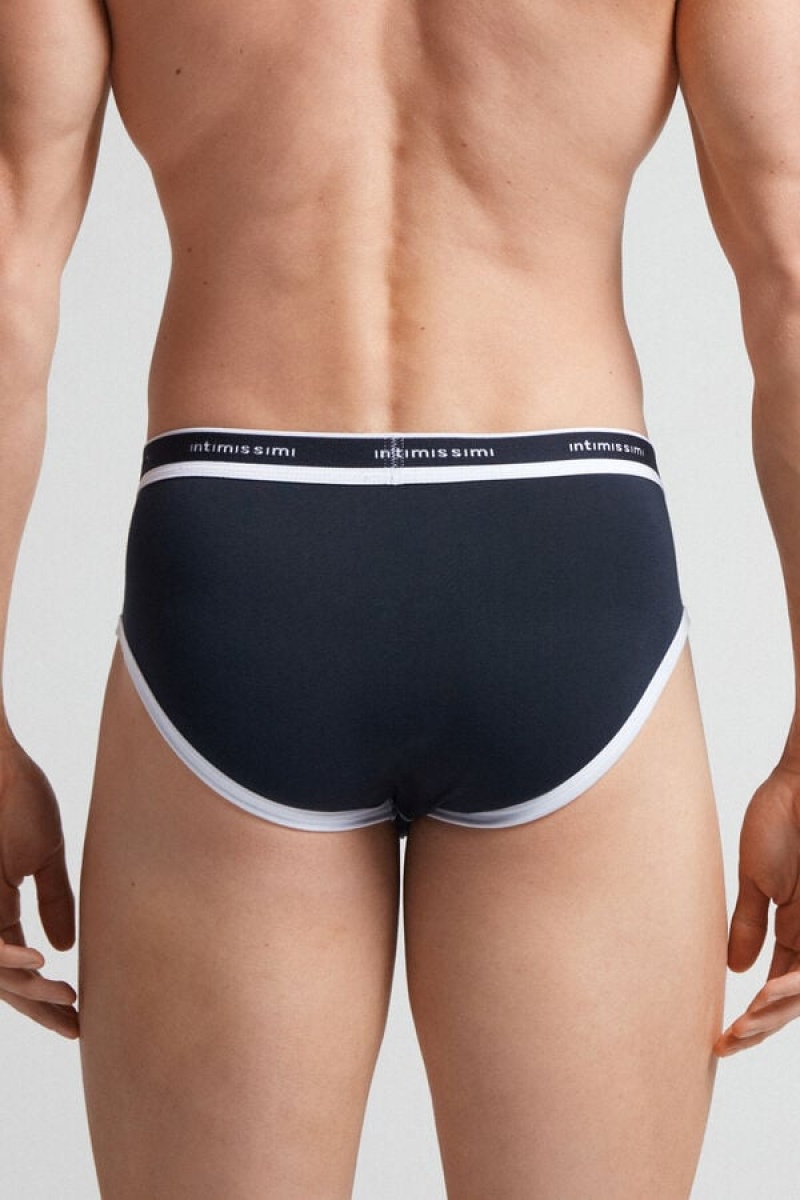 Intimissimi Stretch Supima® Cotton Brief With Logo Detail Plave | SN-ITMSM58554