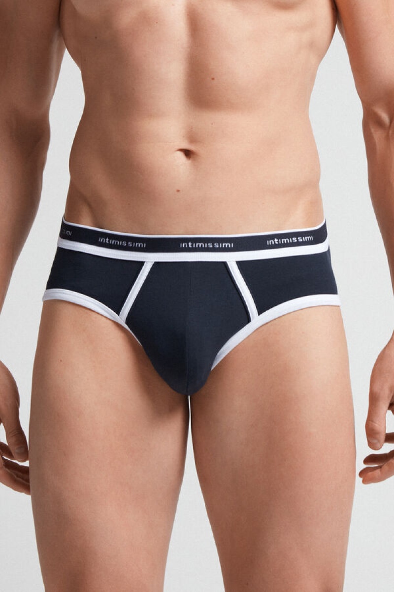 Intimissimi Stretch Supima® Cotton Brief With Logo Detail Plave | SN-ITMSM58554