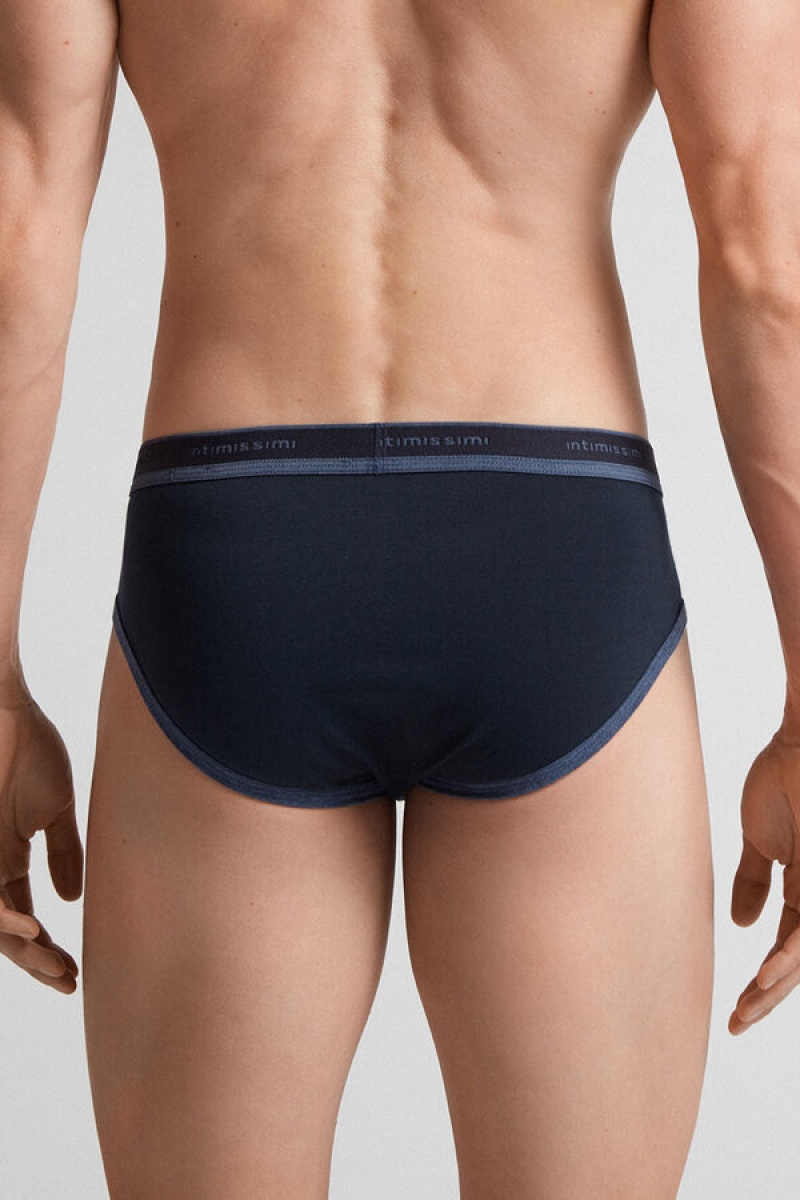 Intimissimi Stretch Supima® Cotton Brief With Logo Detail Plave | SN-ITMSM58559