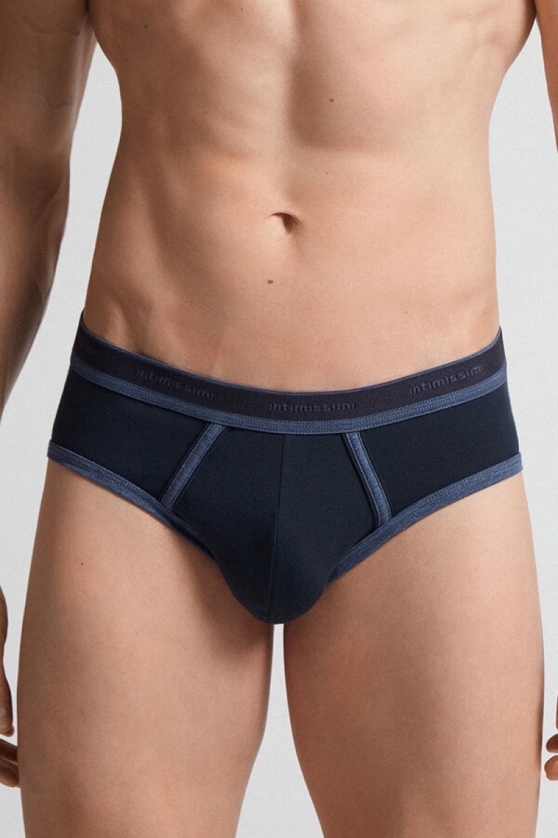 Intimissimi Stretch Supima® Cotton Brief With Logo Detail Plave | SN-ITMSM58559