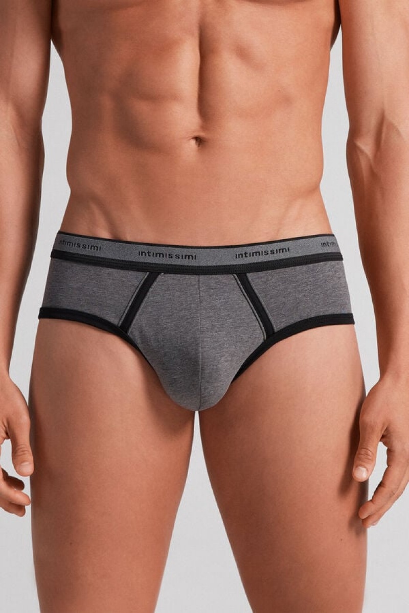 Intimissimi Stretch Supima® Cotton Brief With Logo Detail Crne | SN-ITMSM58561