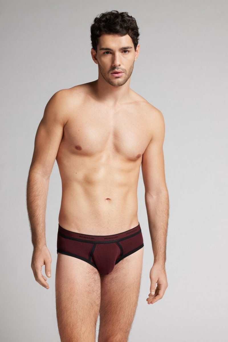 Intimissimi Stretch Supima® Cotton Brief With Logo Detail Bordo | SN-ITMSM58579