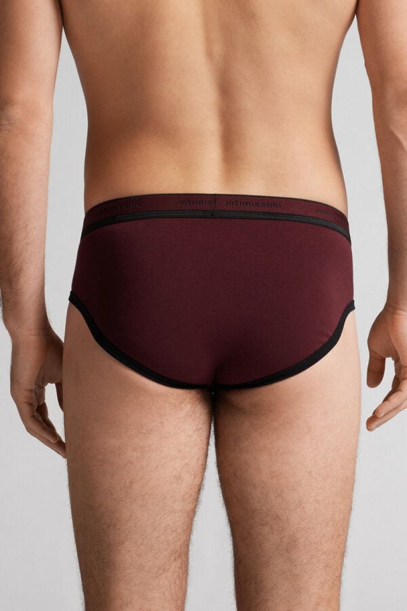 Intimissimi Stretch Supima® Cotton Brief With Logo Detail Bordo | SN-ITMSM58579