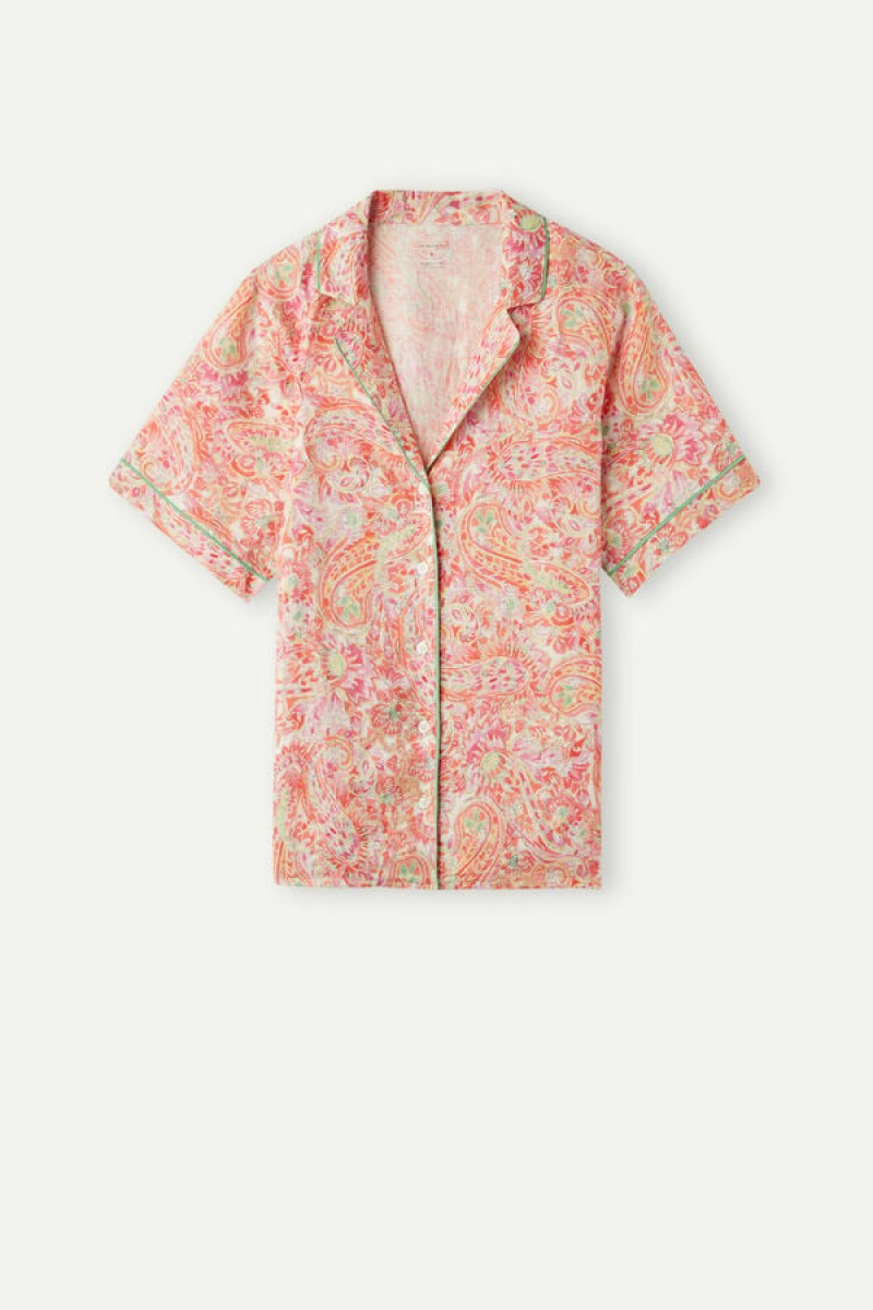 Intimissimi Summer Journey Short Sleeve Linen Shirt Visebojne | SN-ITMSM58364