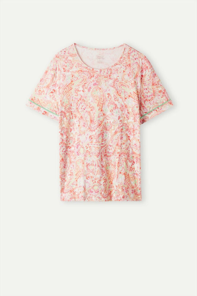 Intimissimi Summer Journey Ultrafresh Supima® Cotton Short Sleeve Top Visebojne | SN-ITMSM58365