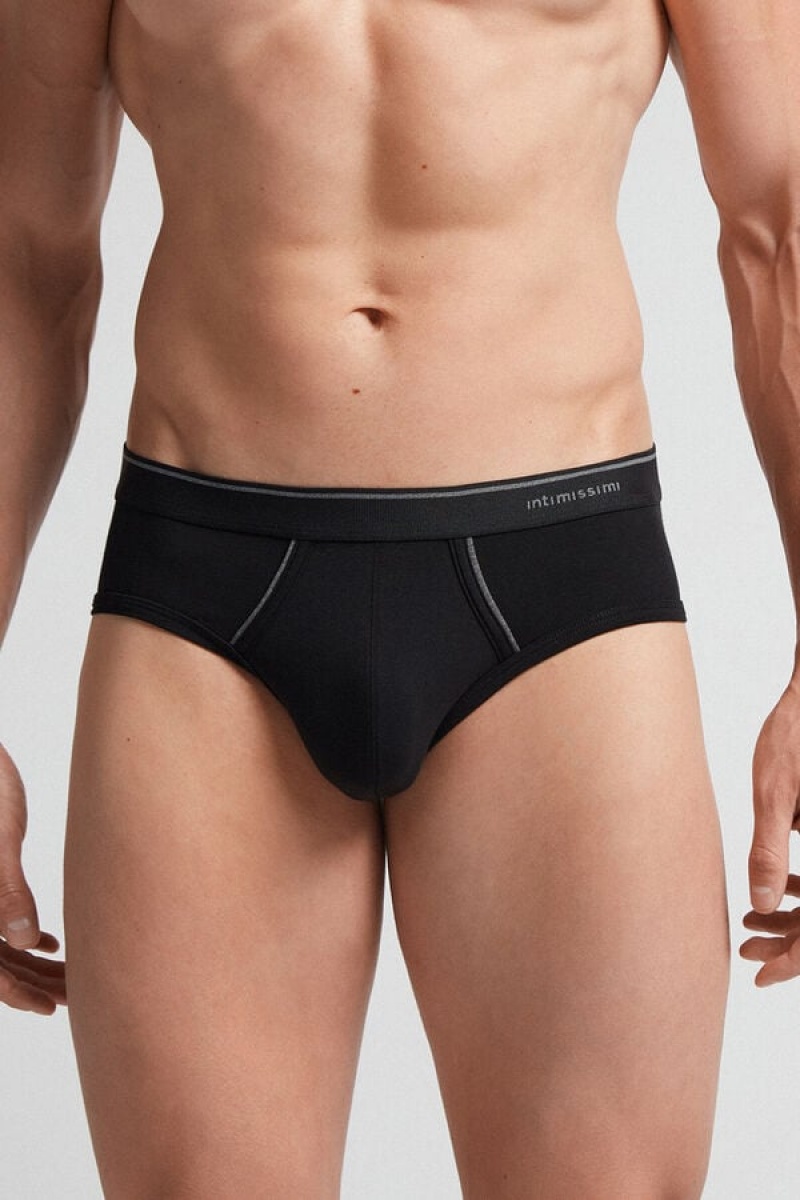 Intimissimi Supima Cotton Briefs With Visible Elastic Crne | SN-ITMSM58548