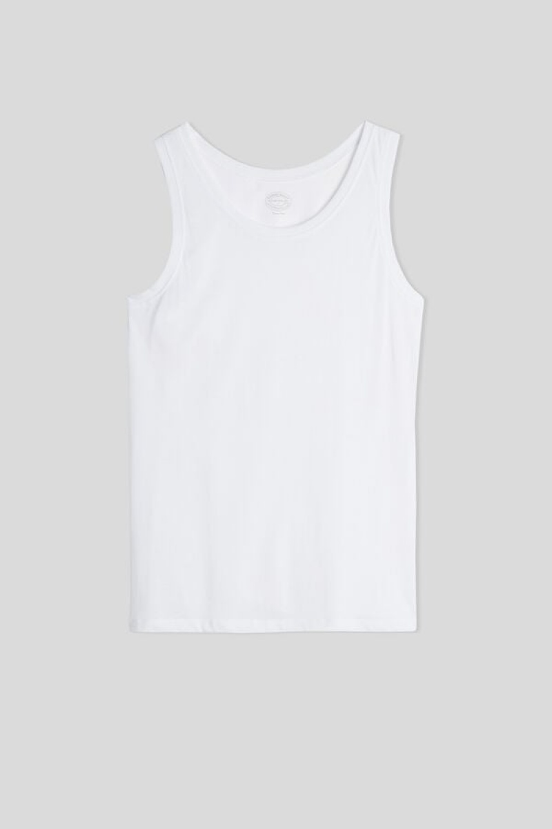 Intimissimi Supima Cotton Crew Neck Tank Top Bijele | SN-ITMSM58610