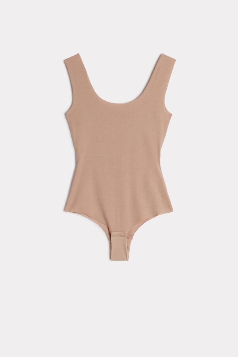 Intimissimi Supima Cotton® Scoop Neck Bodysuit Bež | SN-ITMSM57861