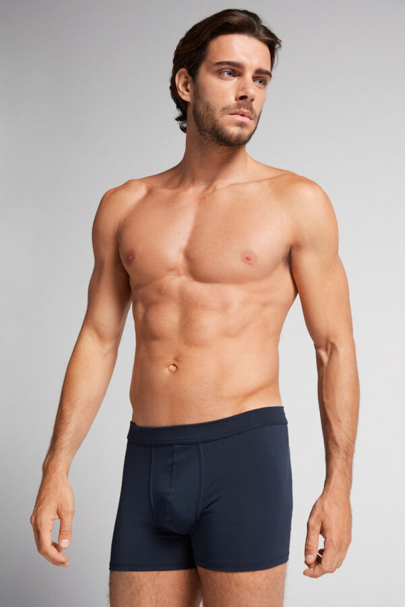 Intimissimi Supima® Cotton Loose Fit Boxers Plave | SN-ITMSM58514