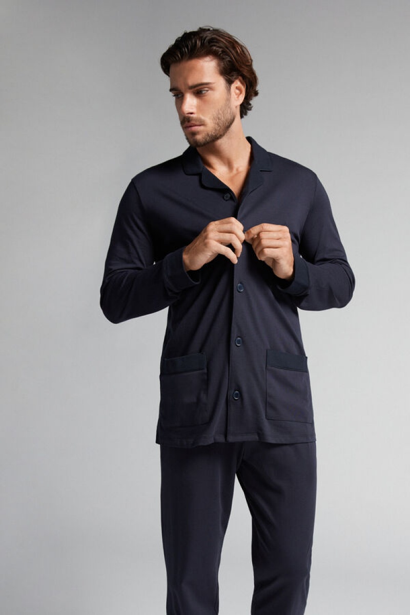 Intimissimi Supima® Cotton Pajamas Plave | SN-ITMSM58700