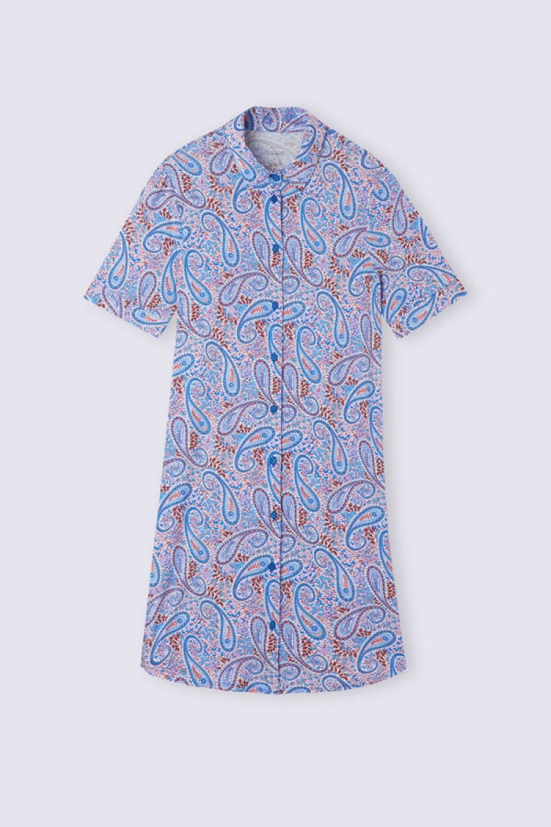 Intimissimi Sweet Escape Button Up Nightshirt Plave | SN-ITMSM58409