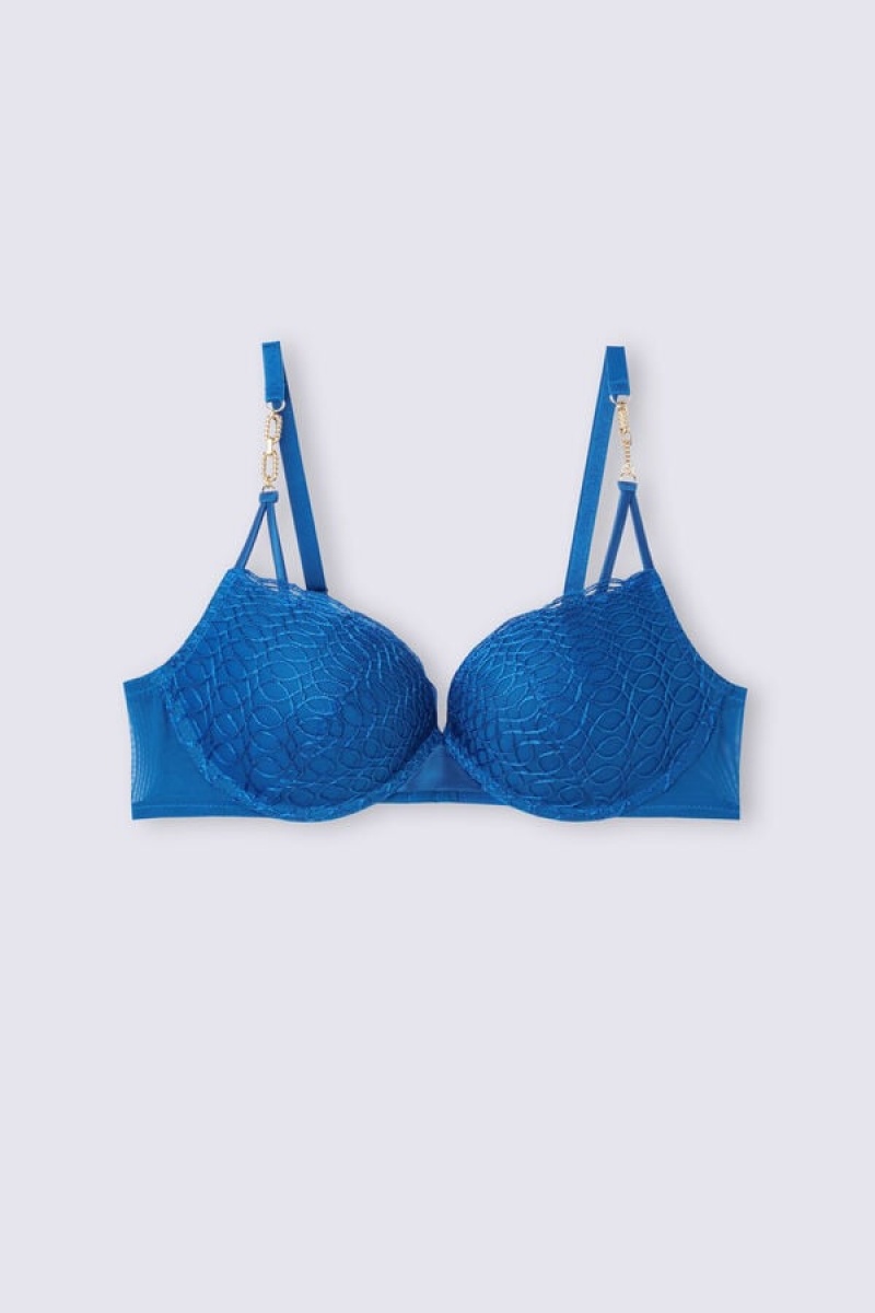 Intimissimi Sweet Escape Elettra Super Push-up Bra Plave | SN-ITMSM56785