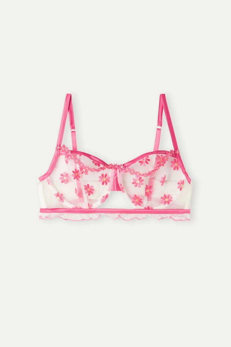 Intimissimi Sweet Like Daisies Balconette Bra Bijele | SN-ITMSM56530