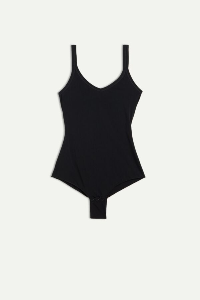 Intimissimi Tank Stil Bodysuit In Supima® Ultralight Cotton Crne | SN-ITMSM57864