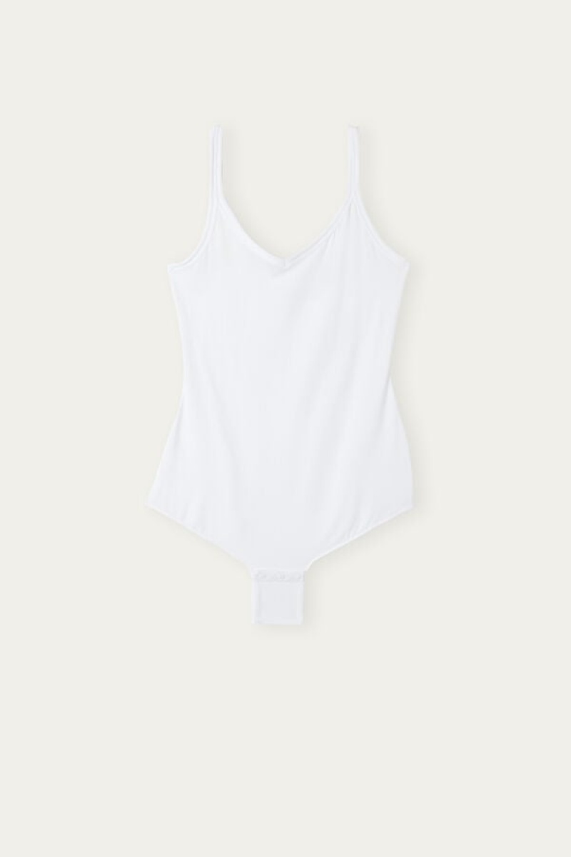 Intimissimi Tank Stil Bodysuit In Supima® Ultralight Cotton Bijele | SN-ITMSM57866