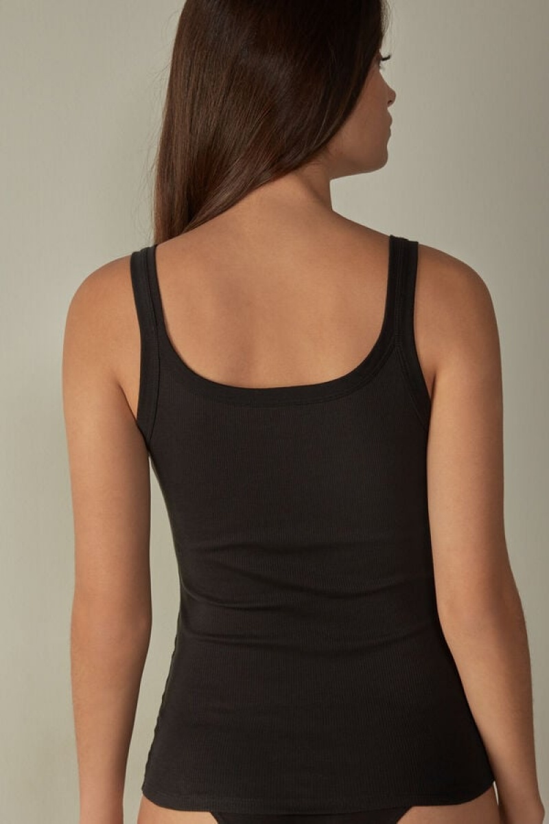 Intimissimi Tank Top In Supima® Cotton Crne | SN-ITMSM57929