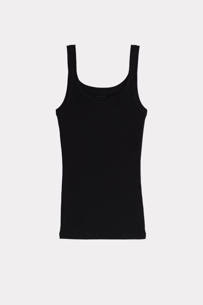 Intimissimi Tank Top In Supima® Cotton Crne | SN-ITMSM57929