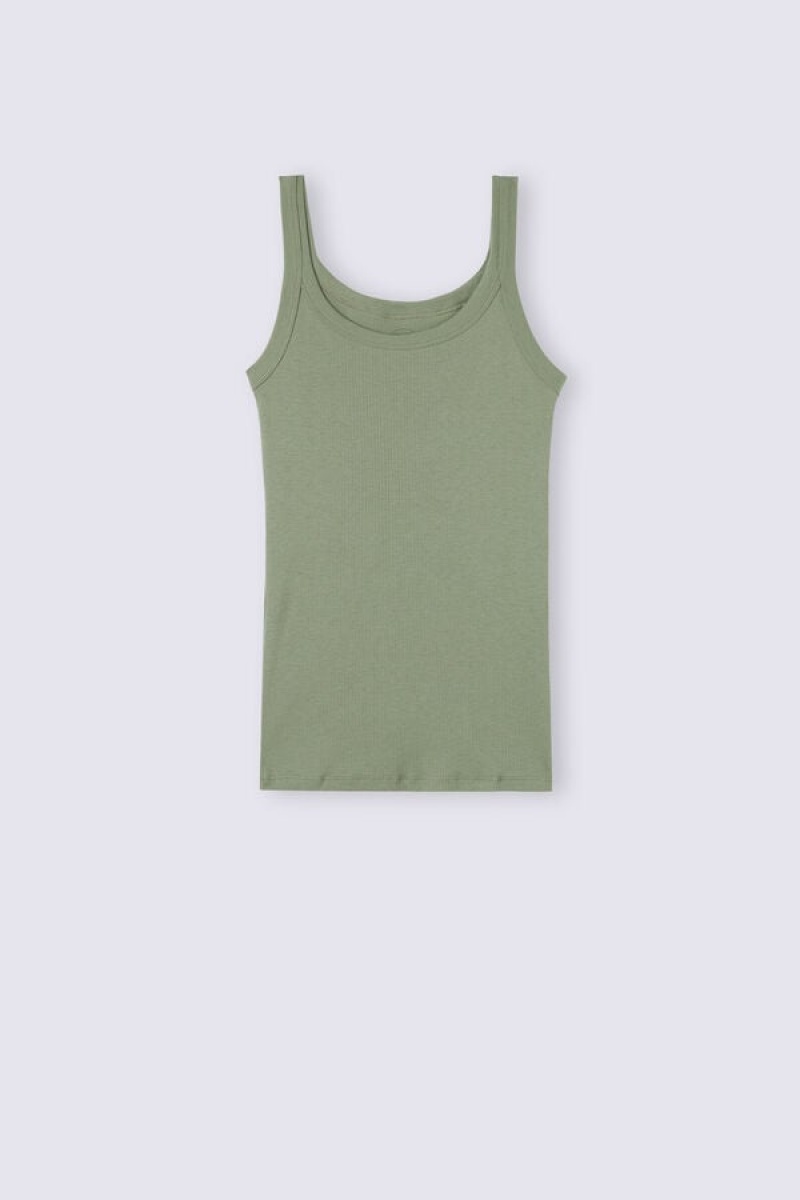 Intimissimi Tank Top In Supima® Cotton Zelene | SN-ITMSM57995