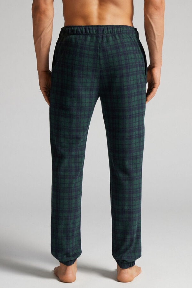 Intimissimi Tartan Patterned Tricot Full Length Pants Plave | SN-ITMSM58768