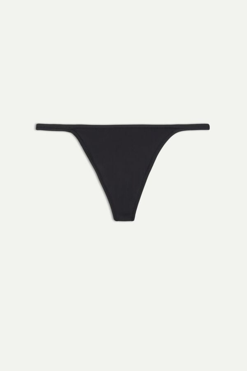 Intimissimi Thong With Ultralight Microfiber Straps Crne | SN-ITMSM57709