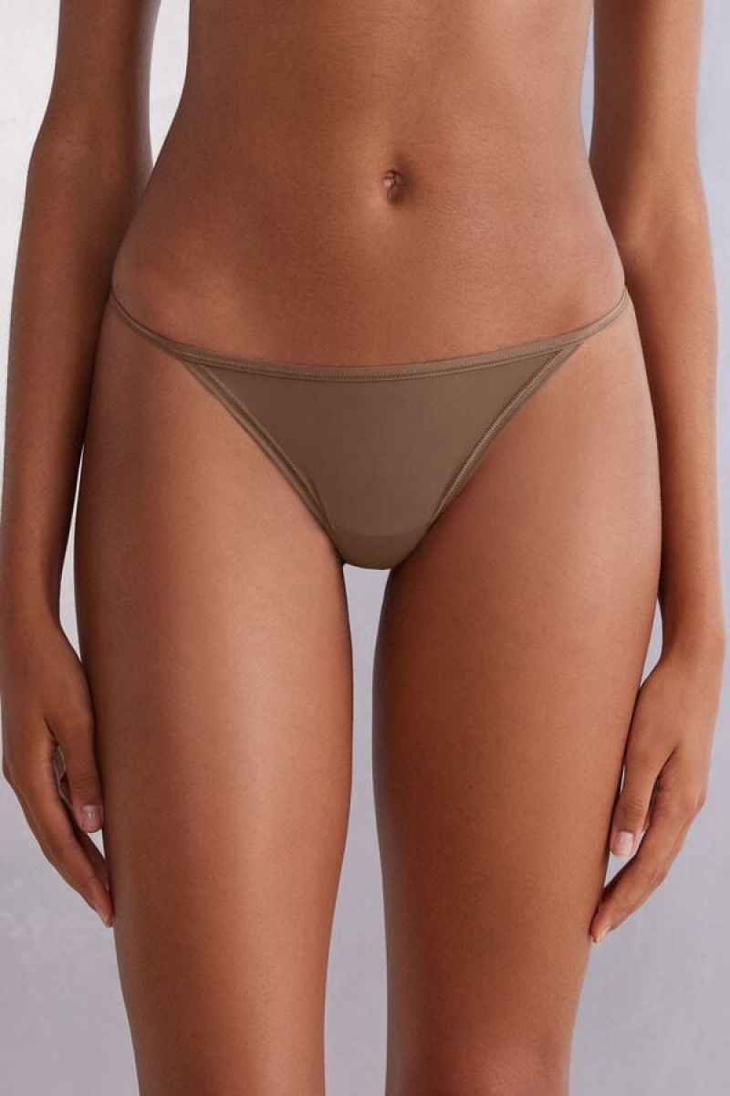 Intimissimi Thong With Ultralight Microfiber Straps Bež | SN-ITMSM57711