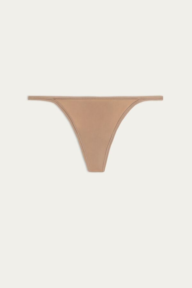 Intimissimi Thong With Ultralight Microfiber Straps Bež | SN-ITMSM57712