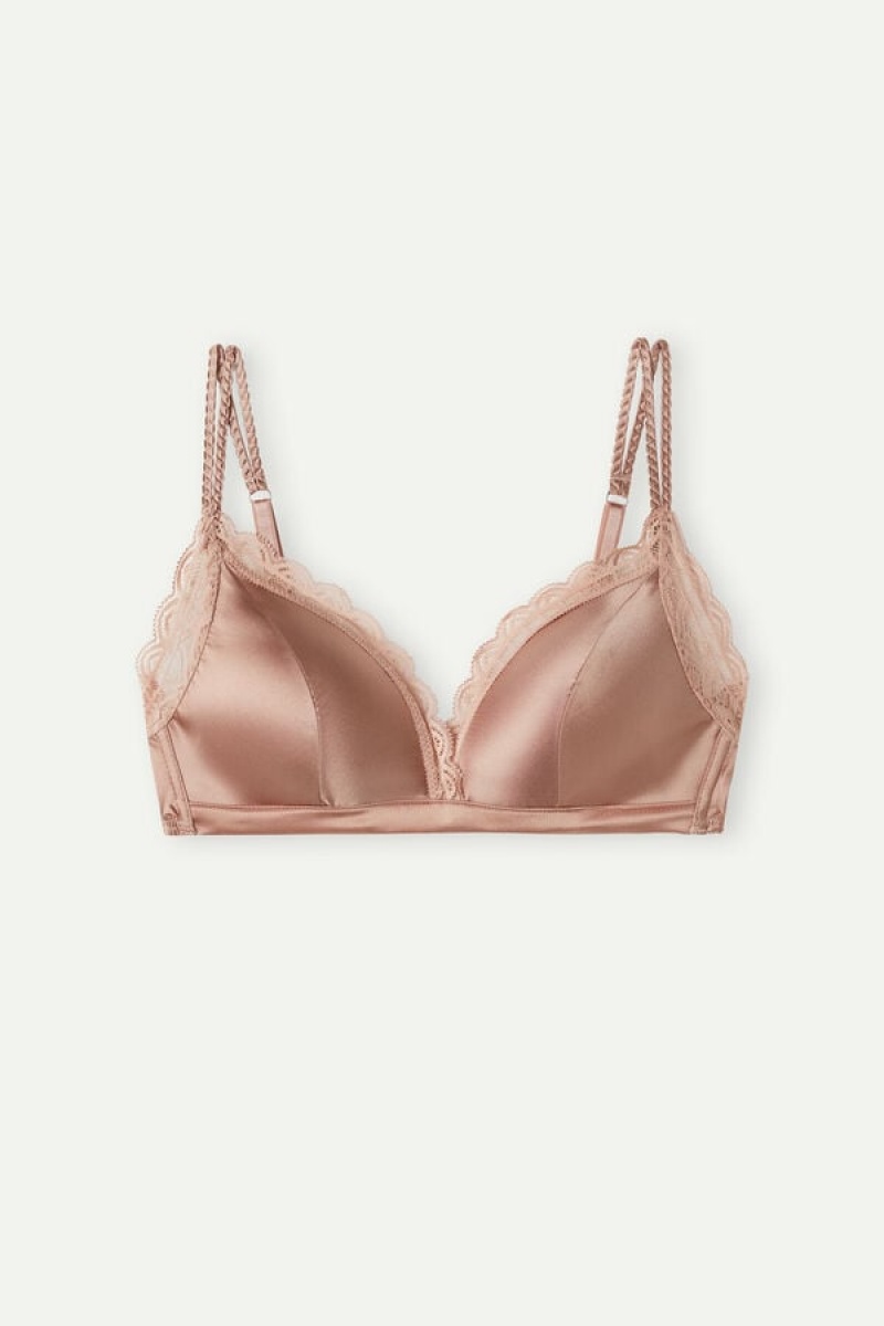 Intimissimi Tiziana Silk And Lace Triangle Bra Bež | SN-ITMSM56612