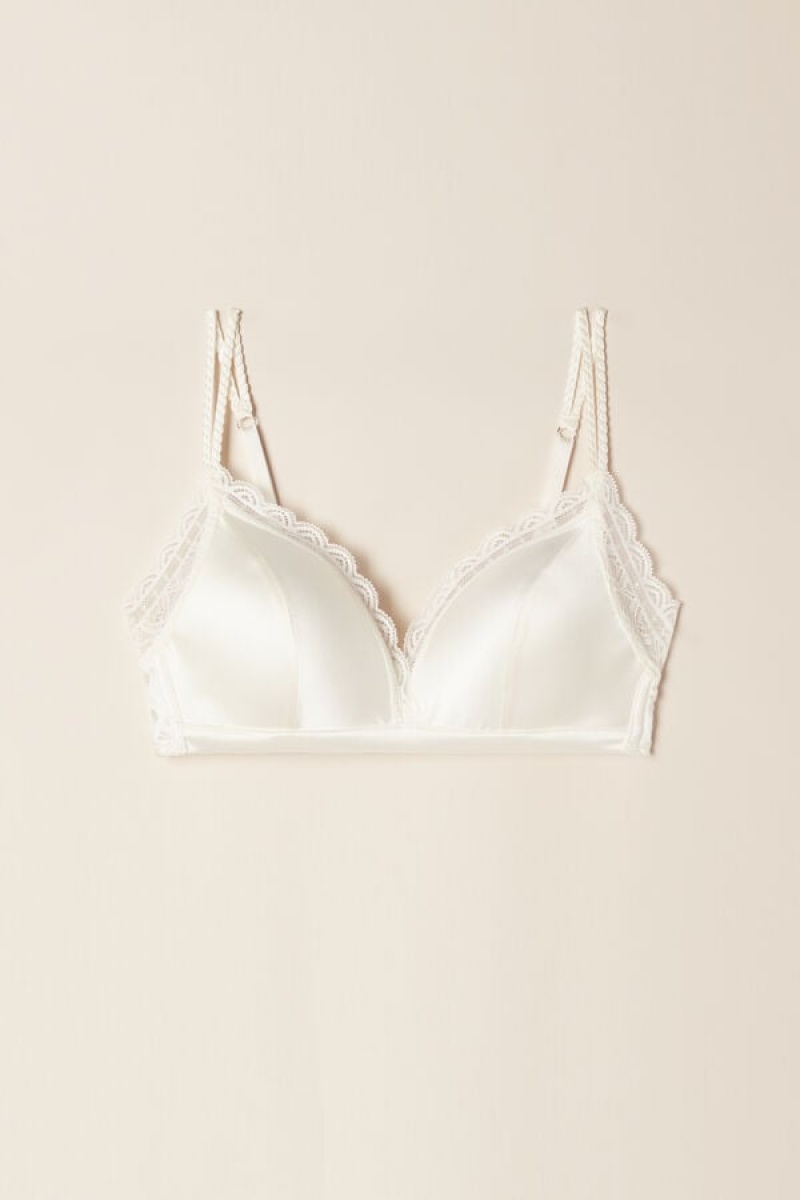 Intimissimi Tiziana Silk And Lace Triangle Bra Bijele | SN-ITMSM56614